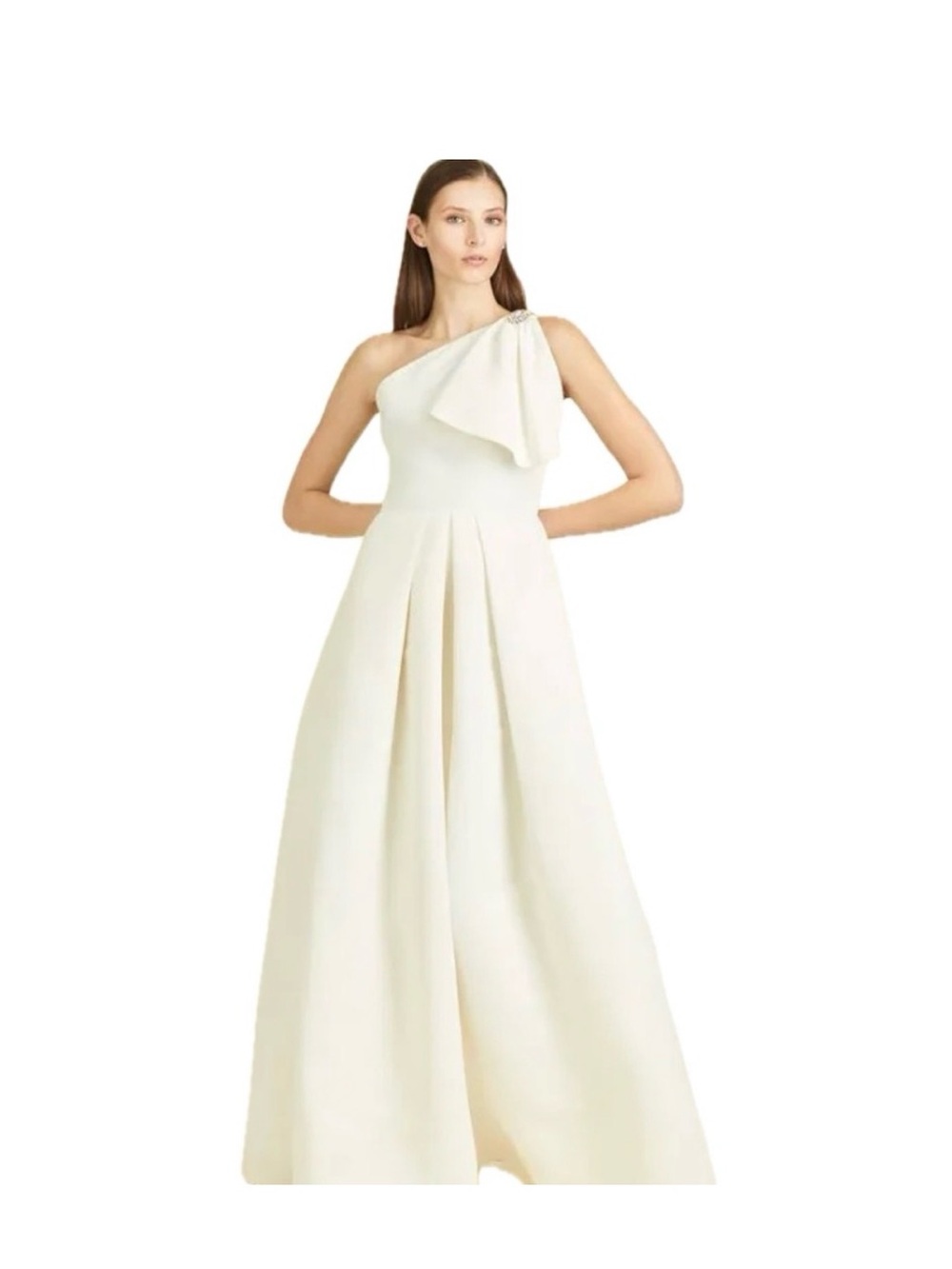 Sachin + Babi One-Shoulder Cream Evening Gown